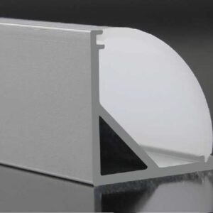 90° Angled LED Profile | ALU-006 |16×16 mm  5/8″ x 5/8″ | 2.5M / 8ft Length | Curved Cover