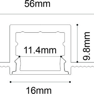 Recessed Drywall LED Profile | ALU-DR1613  | Lit Edge 16mm Width | 2.5M Length